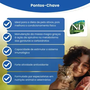 Racao N-D Spirulina Gatos pontos chaves